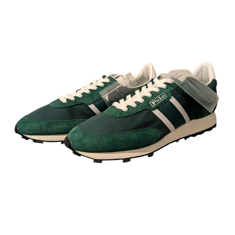 Polo Ralph Lauren PRL Trail 100 Suede & Mesh Sneaker Green White New With Box